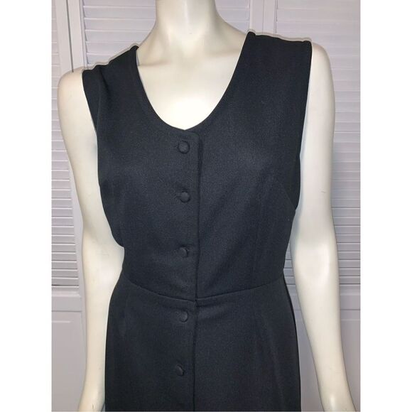 Vintage Black Button Down Sleeveless Maxi Dress 17/18 - Picture 3 of 12